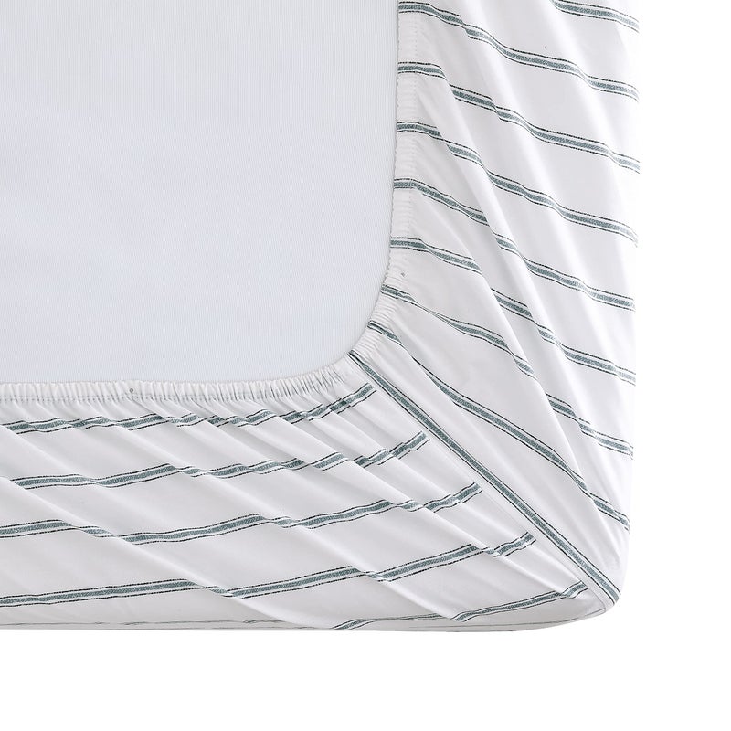 Stone Cottage - Twin Sheets, Cotton Percale Bedding Set, Crisp & Cool Ideal Bedding Set (Trenton Stripe Green, Twin) - Image 5